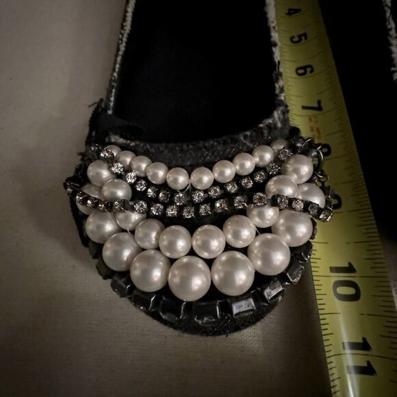 Pedro Garcia dark denim ballet flat with crystal and pearl embellishment 39.5 - Picture 5 of 10